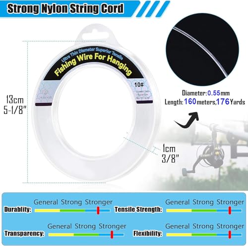 Clear Monofilament Fishing Line for Hanging - 0.55mm, 525ft, 34lb