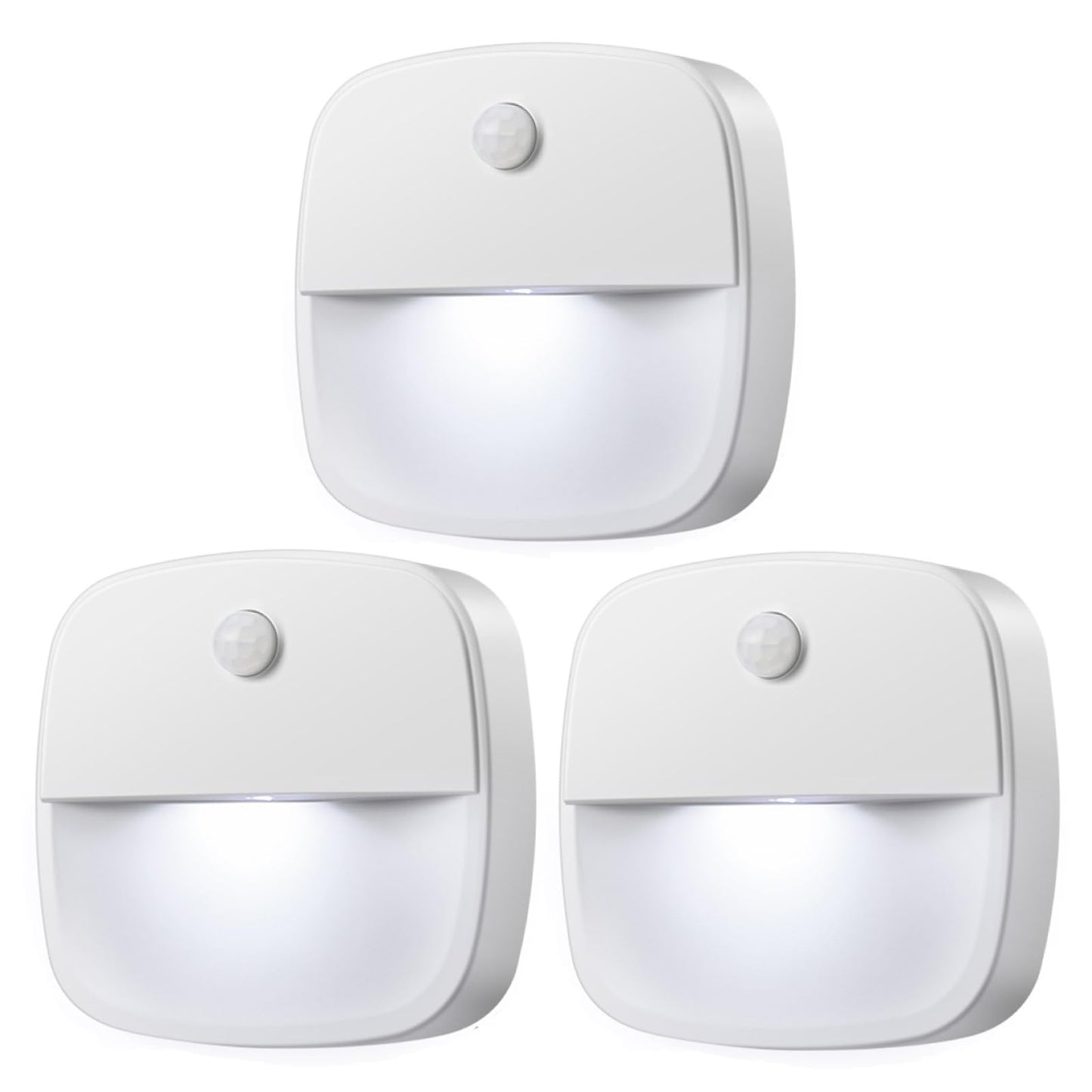 LOFICOPER Motion Sensor Light Indoor, (Upgraded) Stick on LED Night Light, Battery Operated Closet Light, Auto ON/Off Cabinet Light, for Bathroom, Bedroom, Stairs, Hallway, White, 3 Pack