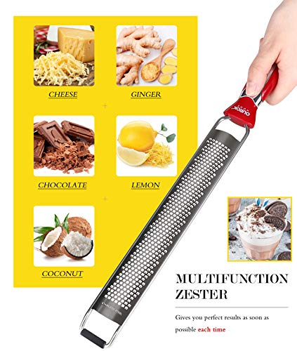 Stainless Steel Lemon Zester & Cheese Grater - Red