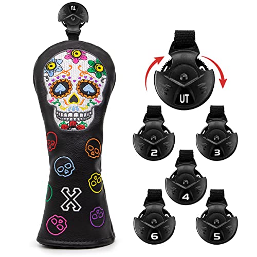 Montela Golf Hybrid Headcover – Colorful Skeleton Putter/Driver/Fairway Leather Blade Head Cover