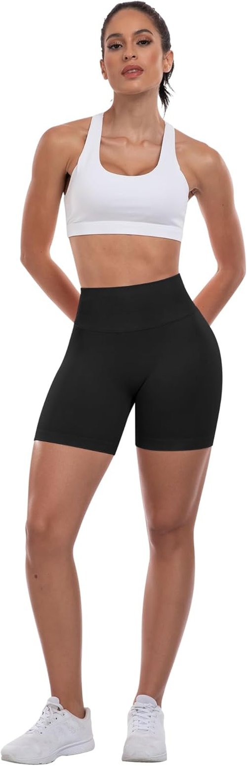 ATHVOTAR Women's Workout Gym Shorts - High Waisted Seamless Scrunch Butt Lifting Design