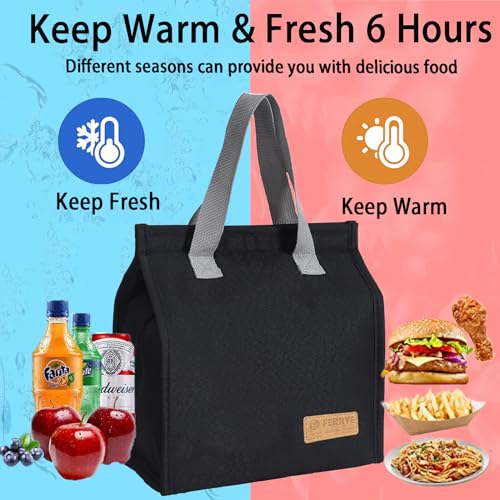 Insulated Lunch Bag - Waterproof Thermal Tote for Work & Picnic - Black