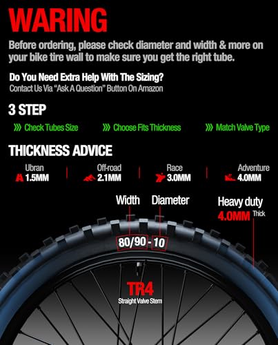 DriveXpwr 70/100-17 Motorcycle Inner Tube, 4mm Thick, Heavy Duty Replacement