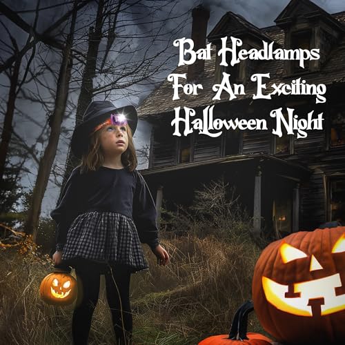 EverBrite 2-Pack Bat Shaped Headlamps for Kids - Halloween Vampire Light with 3 Modes