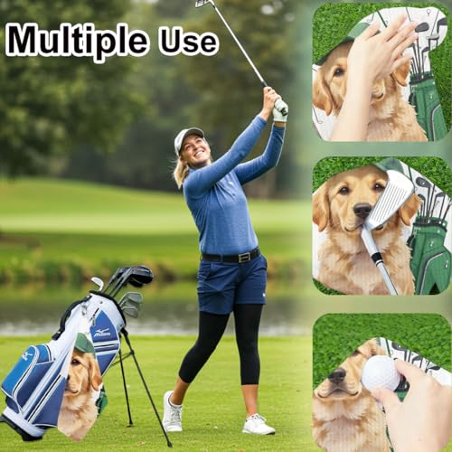 Golden Retriever Golf Towel - 16x24 Inch Waffle Weave - Multi
