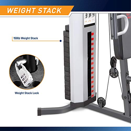 Multifunctional Home Gym with 150 lbs Weight Stack - Grey
