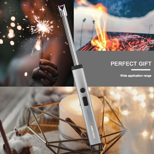 Rechargeable Electric Candle Lighter - Flexible Neck USB Arc Lighter - Silver