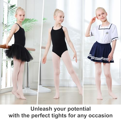 Thick Soft Ballet Tights for Girls - Footed Dance Tights for Kids