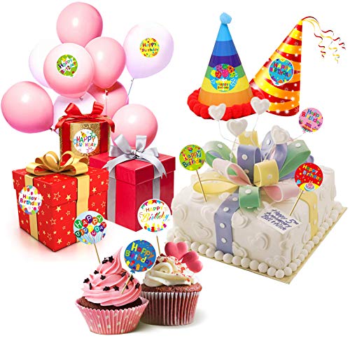 Happy Birthday Stickers - 1000 PCS Balloon Design, 16 Styles