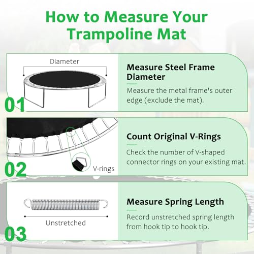Heavy-Duty Replacement Trampoline Mat - UV-Resistant, 14FT, 150" Diameter, 72 V-Rings