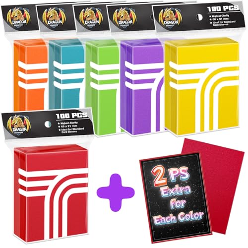 612 Pieces MTG Card Sleeves Set - 6 Colors, 66x91mm, Bulk Protectors, Includes 102 Sleeves per Color