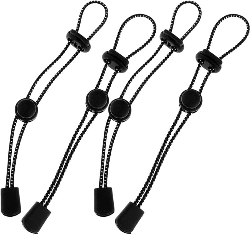 4-Pack Adjustable Hiking Pole Bungee Straps - Black