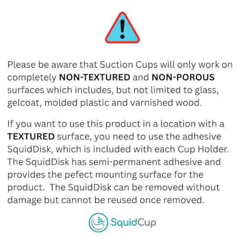 SquidCup Two-Pack Non-Tipping Boat Cup Holders - Black/Teal 12-30 oz Anti-Spill Suction