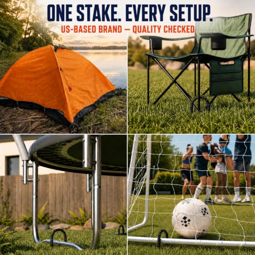 12 Inch Heavy Duty Trampoline Anchor Kit - 8 U Stakes - Black