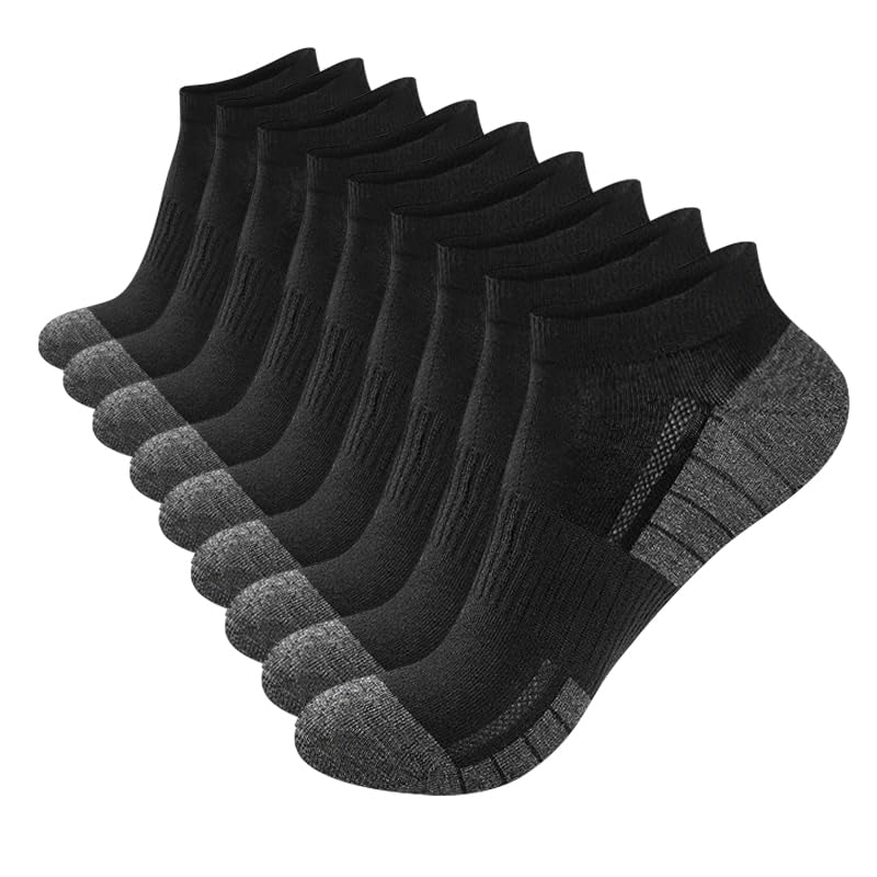 Men's Cotton Ankle Socks with Arch Support - Black / Large-X-Large