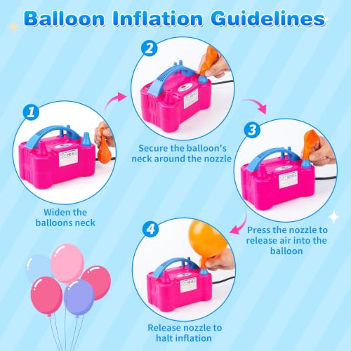 Electric Balloon Pump for Balloons - Portable Dual Nozzle Inflator for Party Decorations