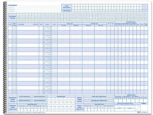 Basketball Scorebook with Hardcover, 16 Players, 9.25x12 inches, Team & Player Stats