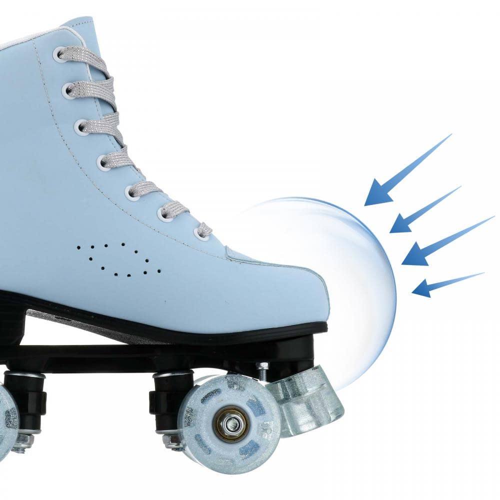 XUDREZ Women's SkyBlue Frosted Material Roller Skates, Classic Double-Row High-top Skates for Beginner, Indoor Outdoor Use (US:8)