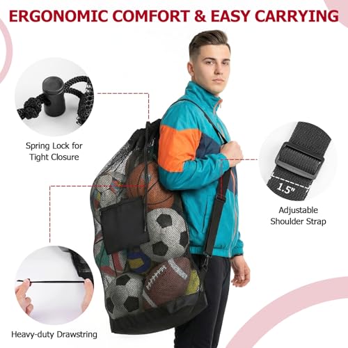 Extra Large Mesh Ball Bag for 13 Soccer Balls - 40 x 30 in