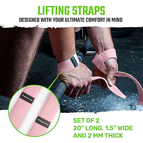 Weight Lifting Straps with Neoprene Padding - Pink