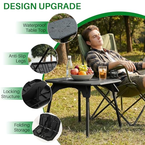 TOPCHANCES Black Ultralight Folding Camping Table with Carrying Bag