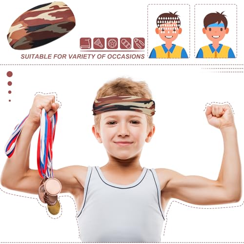 Boys Elastic Headbands - 4 Pcs Camouflage Color Set