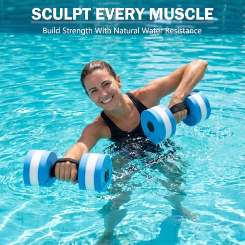 Aquatic Dumbbells - 2Pcs Water Weights for Exercise - Blue