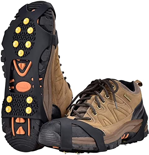 Ice Cleats Crampons for Shoes & Boots - Large (8-11 Men / 10-13 Women) - 10 Studs