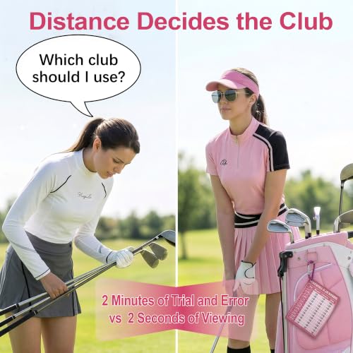 Women's Golf Club Range Chart Card - Pink, Large Print Guide