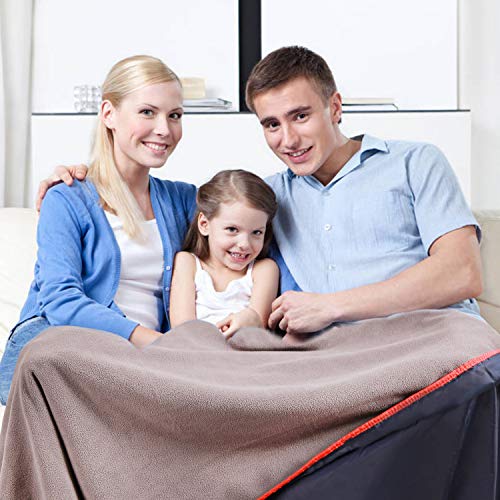 REDCAMP Waterproof Stadium Blanket for Cold Weather - Dark Blue / Light Grey, Large Fleece Outdoor Cover