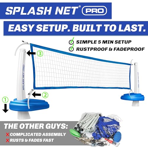 Pool Volleyball Net Set with 2 Water Volleyballs & Pump - Blue