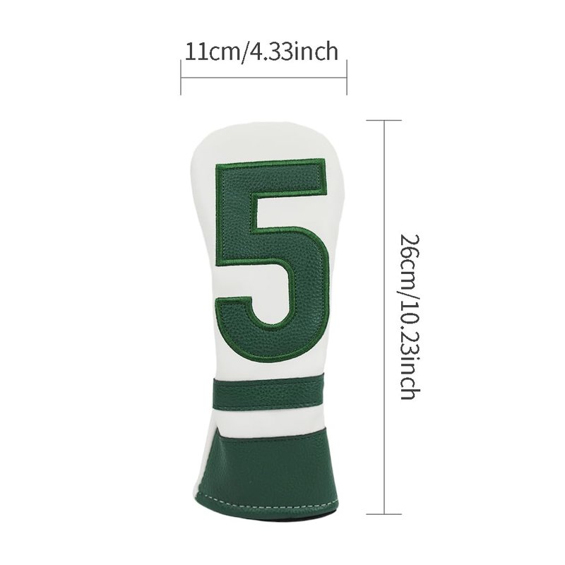 Scott Edward 1/3 Pcs Golf Club Covers, PU Big Number 1 3 5 Golf Headcovers for Driver Fairway and Hybrid Wood Fit Most Brand (Hybrid Green 5)