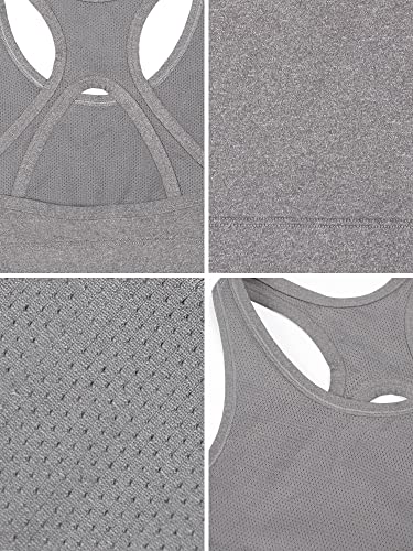 Fruit of the Loom Girls' Stay Dry Racerback Sports Bra - Medium, Stellar Orchid W Grey/Charcoal (2-Pack)