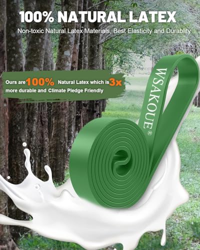 WSAKOUE Resistance Bands Set Blue & Green - Pull Up & Workout Exercise Bands for Men & Women