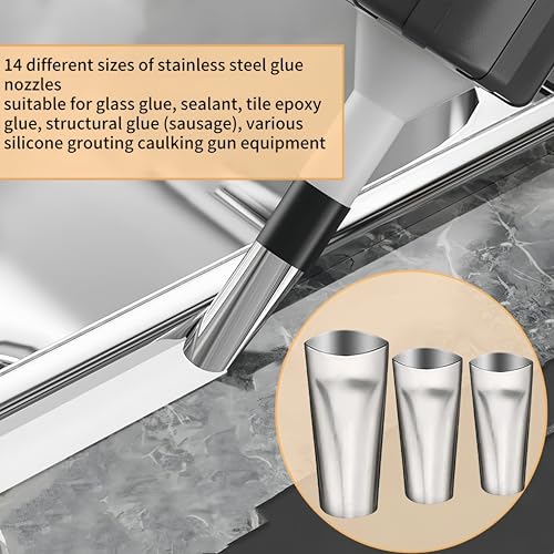 Caulk Finisher Kit Stainless Steel Caulking Nozzle Tips Reusable Caulking Nozzle Coating Caulking Tool Kit Replacement 14pc