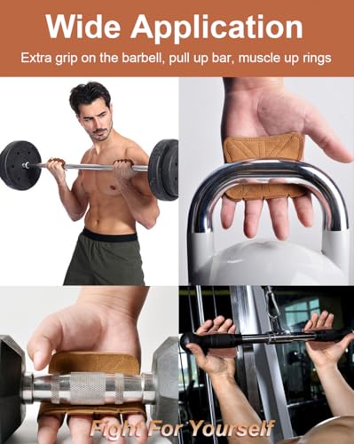 Leather Weight Lifting Gloves - Palm Protection for Men & Women - Black