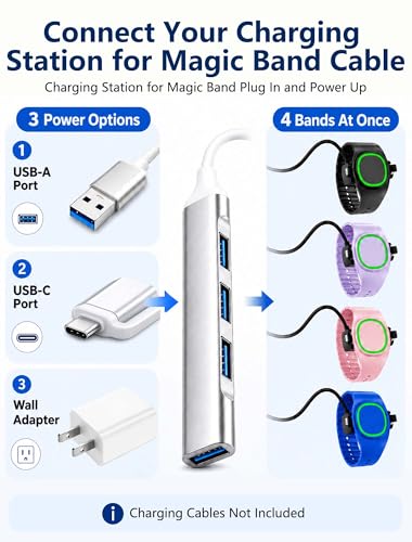 4 Port Charger for MagicBand+ - Silver Charging Station