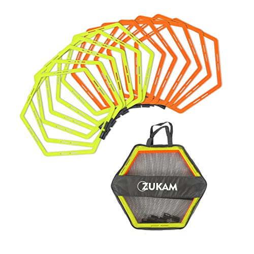 Agility Training Hexagon Rings Set - 12 Speed Training Hurdles with Carry Bag