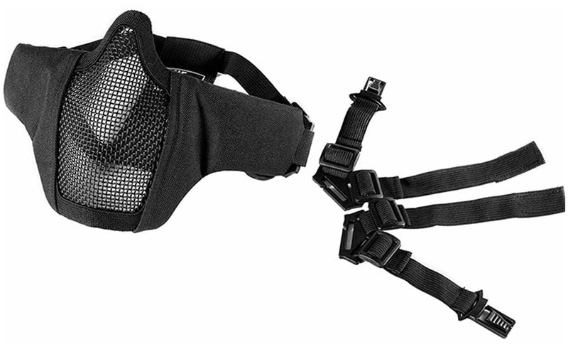 OneTigris 6" Foldable Half Face Mesh Mask Comfortable Adjustable Tactical Lower Face Protective Mask (Black)
