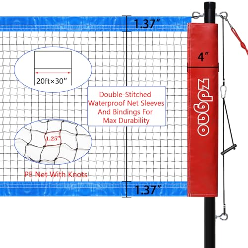 Complete Badminton Set with 20FT Net & Rackets - Red & Blue
