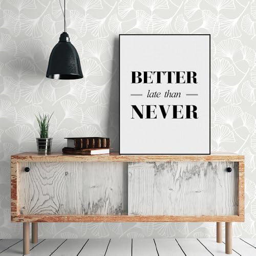 Peel and Stick Wallpaper Boho White and Grey Floral Wallpaper Boho Contact Paper Removable Vinyl Vintage Wall Paper Renter Friendly for Bedroom (17.7"x78.7")