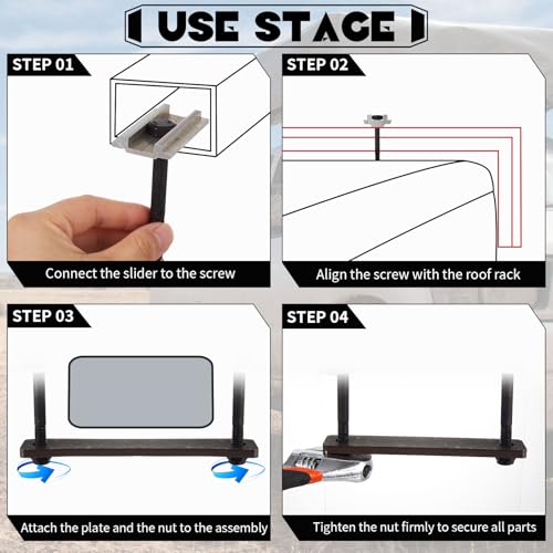 Rooftop Tent Mounting Hardware Set - 28 Pcs Black Installation Kit
