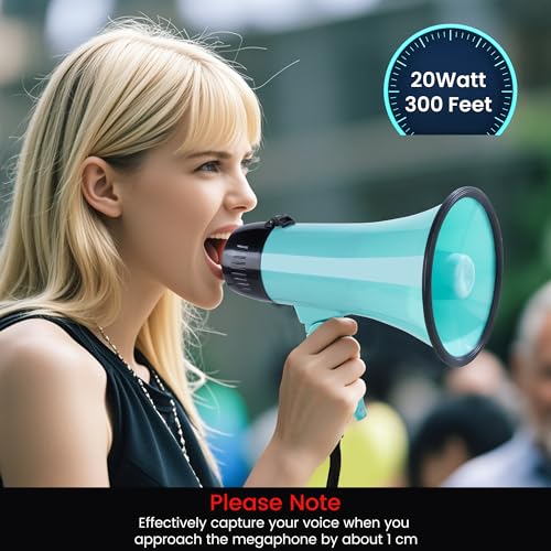 20W Portable Megaphone Bullhorn with Siren & Recording