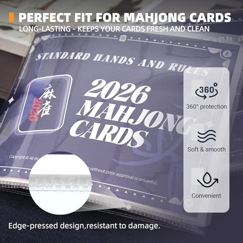 Mahjong Card Sleeve Protectors - Large Print 6 1/8" x 4 3/4" - Transparent