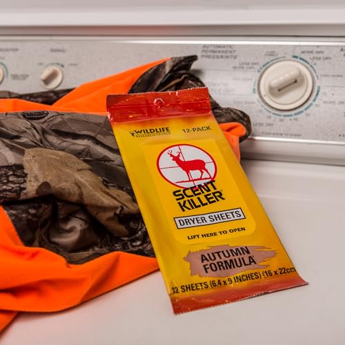 Scent Killer Dryer Sheets for Hunting Clothes - Autumn Forest, 12 Pack