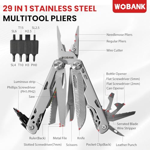 WOBANK 29-in-1 Multitool Pliers Full-Size EDC Knife, 420 Stainless Steel