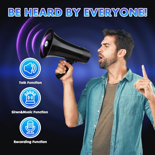 Rechargeable 20W Megaphone Bullhorn with Siren & Recording