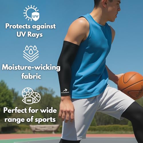 CompressionZ Kids Compression Sports Arm Sleeves Unisex | UV Sun Protection Volleyball Basketball Baseball Football