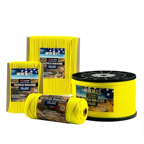 750lb Paracord Utility Rope - 4mm, 11 Strands, 100FT - Neon Yellow