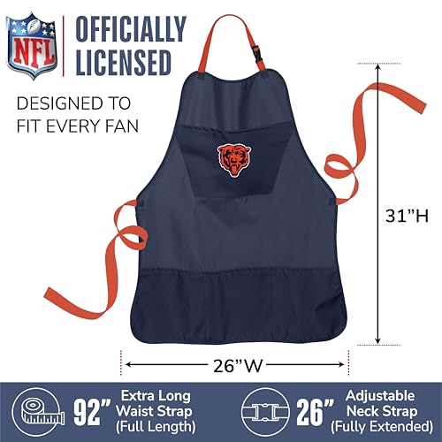 Chicago Bears Cooking Apron - Navy Blue, Adjustable with Pockets
